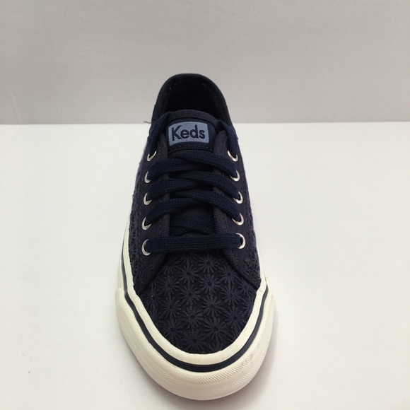 Keds Girls Double Up Navy Eyelet Sneaker - Picture 4 of 7